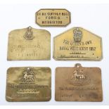 5x Regimental Brass Duty / Bed Plates