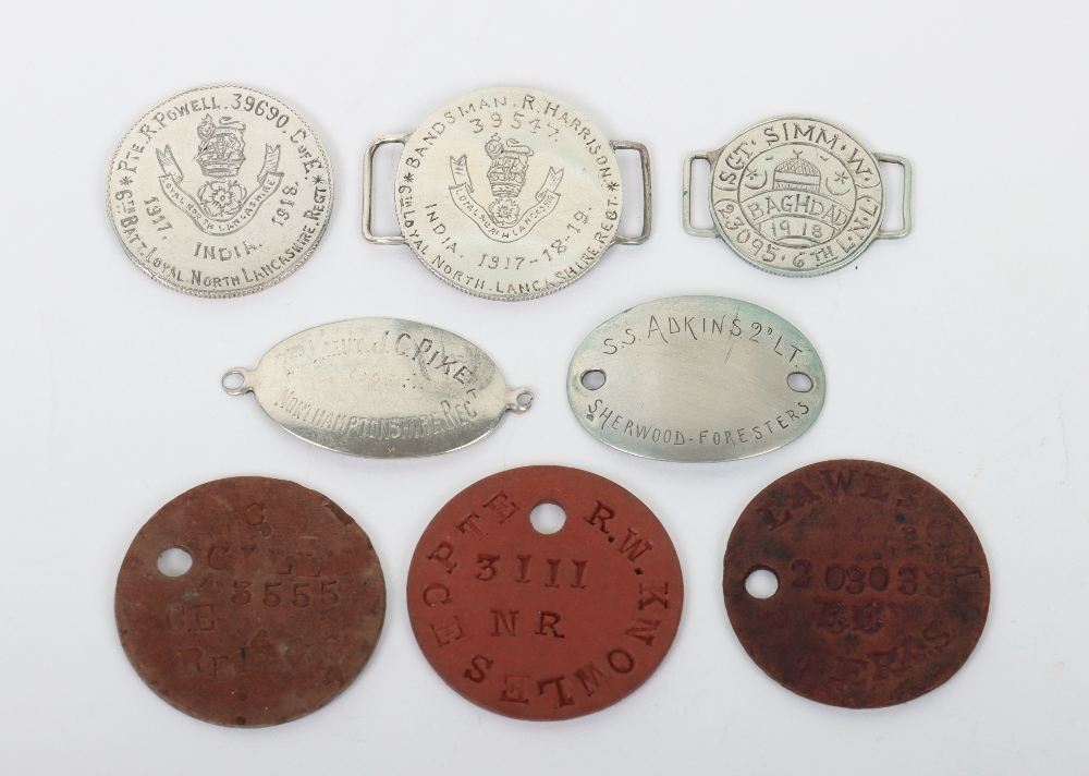 Grouping of Identity Discs of Loyal North Lancashire Regiment, Royal Berkshire Regiment, Northampton