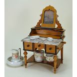 A good dolls cherry wood and marble wash stand, German circa 1890,
