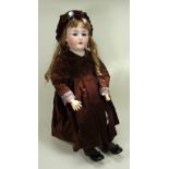 A rare and extremely large Hertel, Schwab 136 bisque head companion doll, German circa 1910,