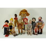 Collection of various cloth dolls, 1930s/50s,