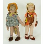 Two Merrythought Emile Littler Cinderella and Goody Two Shoes Dolls, 1930s,