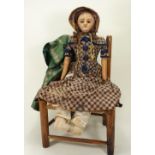 Early English wax over composition shoulder head doll, circa 1860,