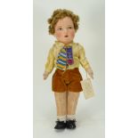 A Chad Valley young boy cloth doll, 1930s,