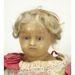 A lovely poured wax shoulder head doll, English 1860s,