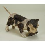 An early papier-mâché nodding cat with mouse, 19th century,