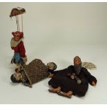 Papier-mache topsy-turvy toy and Jester jointed toy, 19th century,