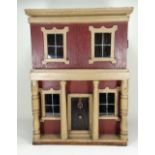 A good painted wooden dolls house, English circa 1870,