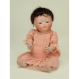 Rare E. Horsman Co wigged all-bisque baby doll, German circa 1925,