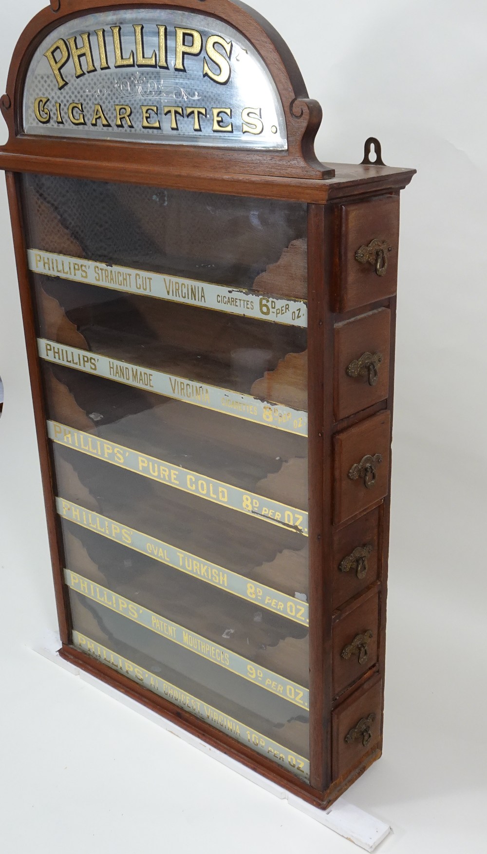 A Phillips’ Cigarettes six drawer wall cabinet dispenser, early 20th century, - Image 2 of 2