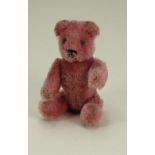 Rare miniature pink mohair Schuco Teddy bear compact, German 1920s,