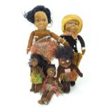 Collection of five Norah Wellings black cloth dolls, 1930s,