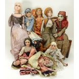 A collection of eight various cloth Boudoir dolls, 1920s,