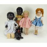 A Kathe Kruse cloth doll and other various 1950s dolls ,