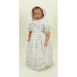 Rare Pierotti poured wax shoulder head baby doll with sleeping eyes, English circa 1860,