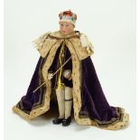 Farnell Alpha Toys King George VI felt portrait doll in Coronation robes, circa 1937,