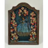 Early wax doll in shaped glass case, southern European, late eighteenth century,