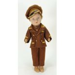 A Chad Valley cloth doll in Great Western Railway uniform, 1930s,