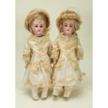 Pair of Kestner bisque swivel shoulder head closed mouth dolls, German 1880s,