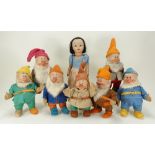 Chad Valley large size Snow White and the Seven Dwarfs soft toys, circa 1937,