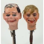Two professional Ventriloquist Dummy heads, 1930s,