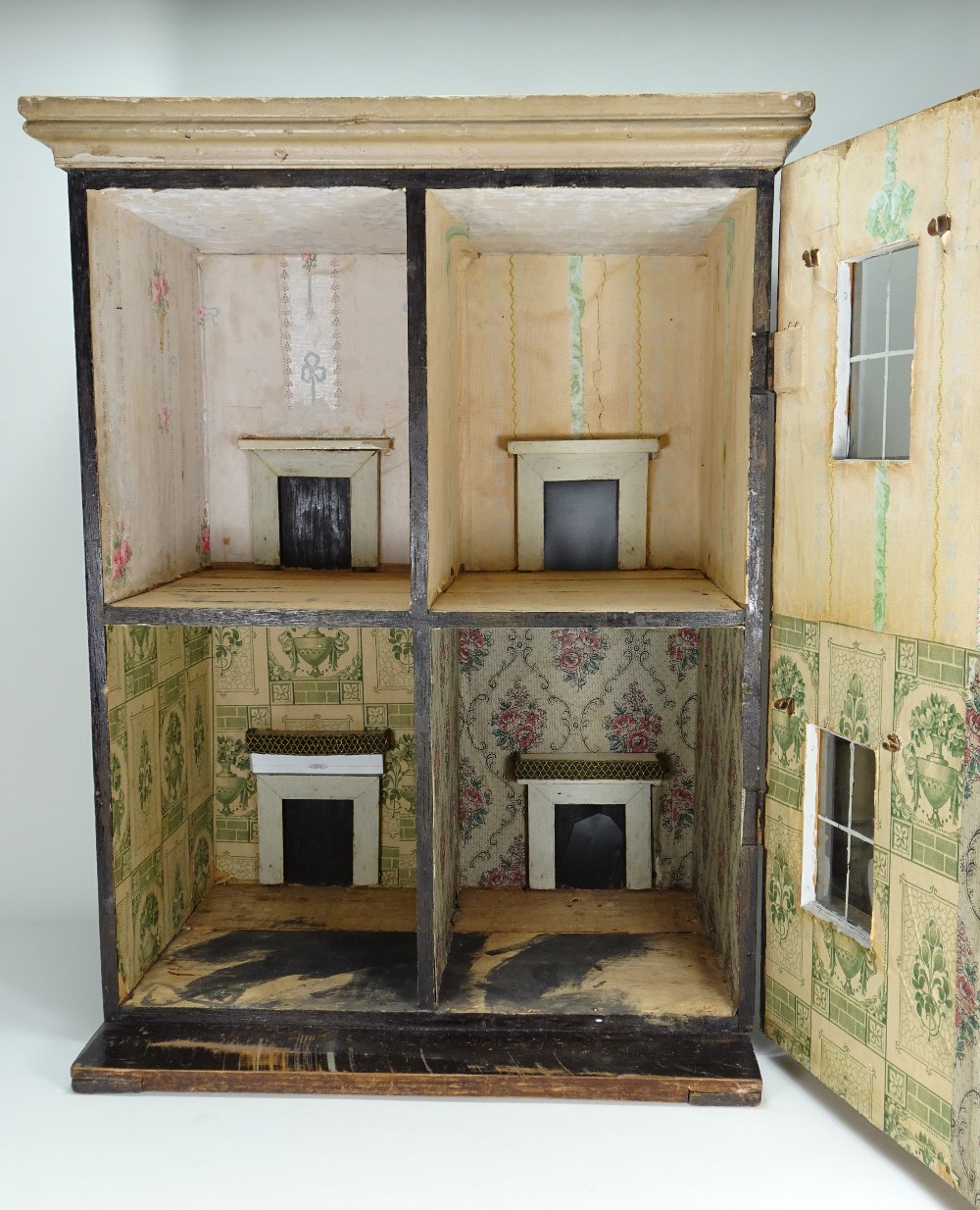 A good painted wooden dolls house, English circa 1870, - Image 2 of 2