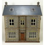 A good painted wooden Dolls House, English late 19th century,