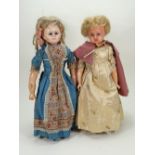 Wax over composition shoulder head doll, German circa 1890,