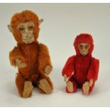 Rare miniature red mohair Schuco monkey compact, German 1920s,