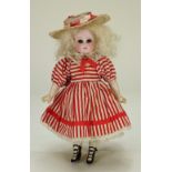 Miniature bisque head doll, German circa 1890,