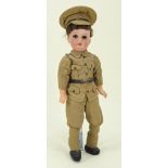 A.M 390 bisque head doll in WWI uniform, German circa 1915,