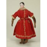 Early glazed china shoulder head doll, German circa 1840,