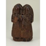 Early carved wooden twin stump dolls, Kathmandu Valley, Nepal,