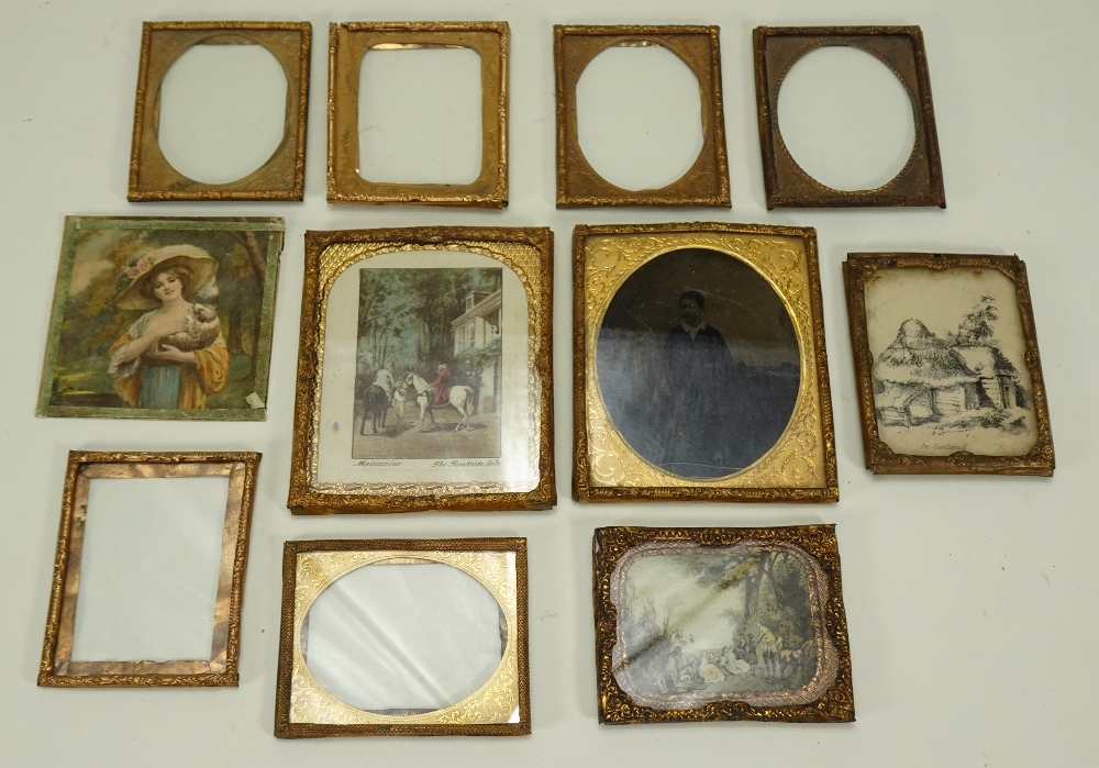 Ten gilt framed dolls house picture frames, 19th century,