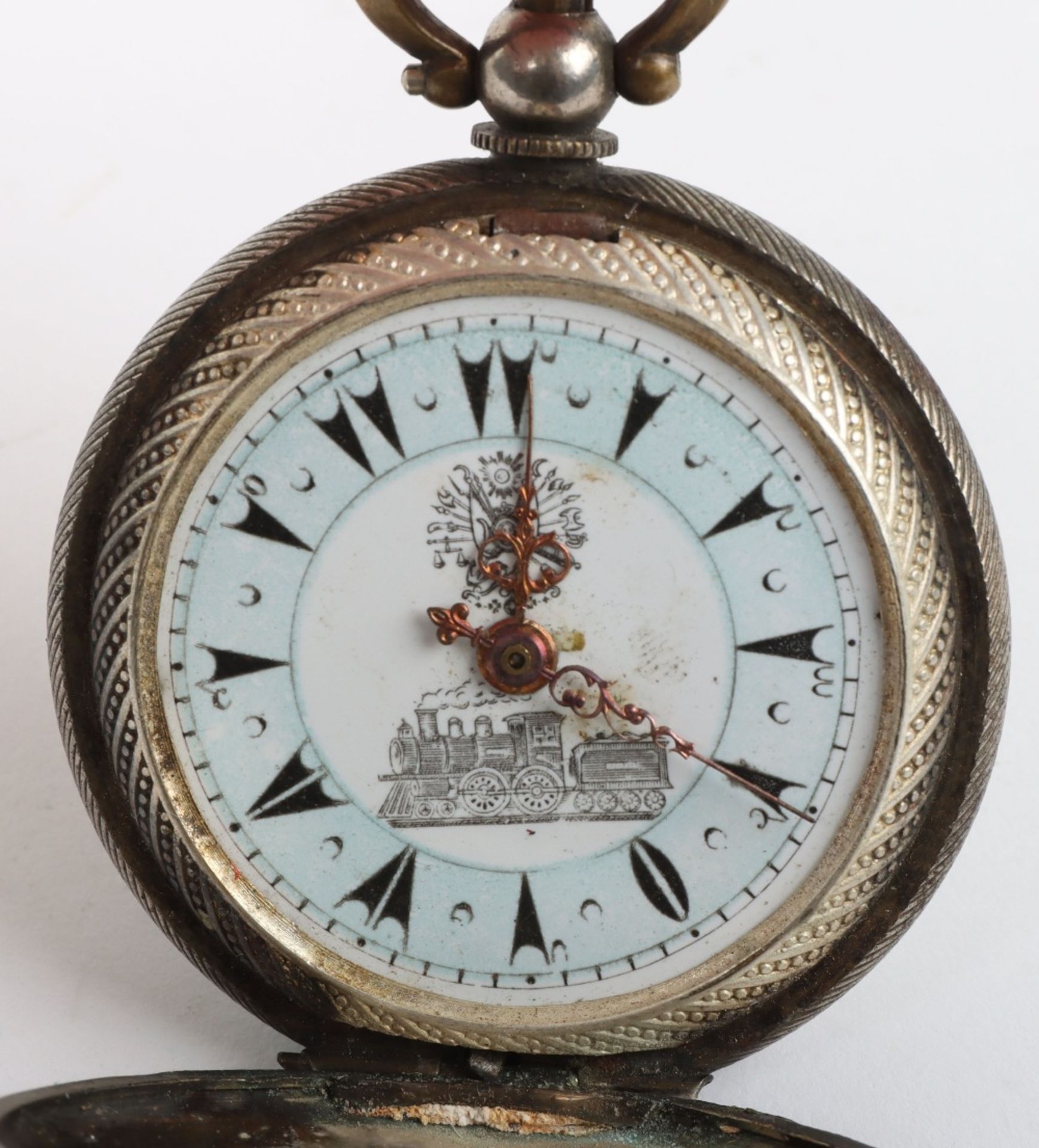 An interesting early 20th century silverplated full hunter pocket watch - Image 4 of 7