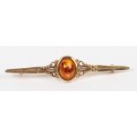 A 9ct gold and amber set bar brooch