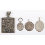 Three silver Russian import marked Saint pendants