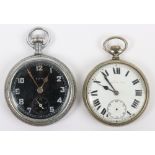 An Elgin GSTP (General Service Time Piece), with black dial, with another pocket watch (2)