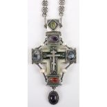 A late 19th / early 20th century silver pectoral cross, maker TO with 84 Zolotnik mark,