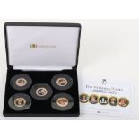 A Set of five Princess Diana 1/4oz (7.78g) 9ct gold proof coins
