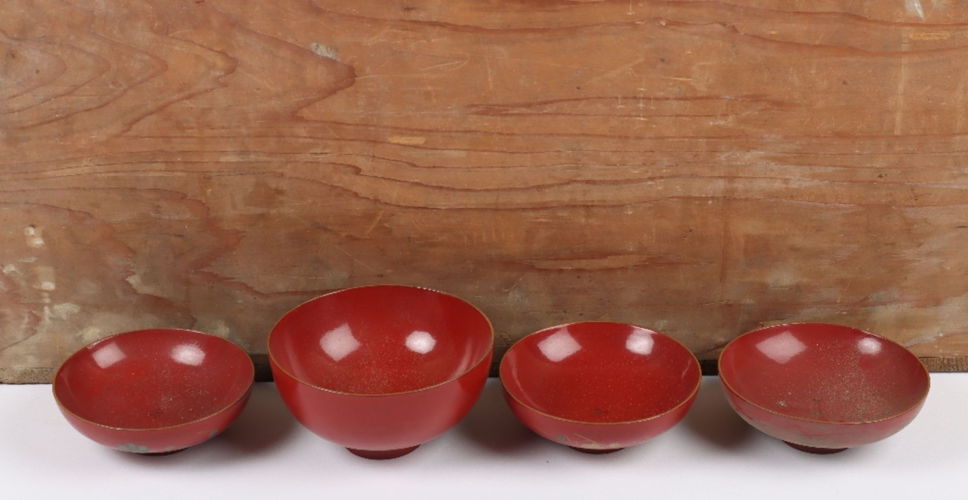 Ten stacks of Japanese red lacquer rice bowl sets - Image 2 of 3