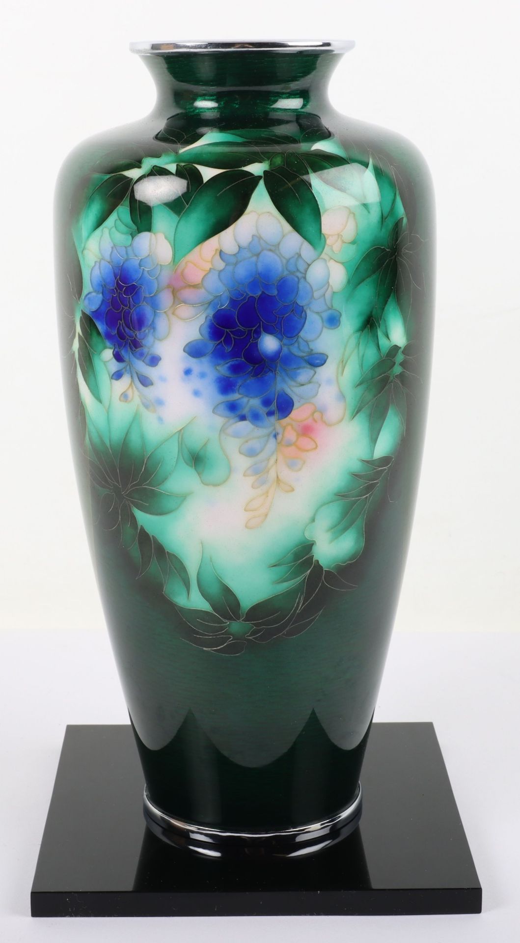 A Japanese 20th century silver mounted ginbari cloisonné vase, Ando studio mark to base - Image 2 of 11