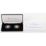 Two 22ct gold proof coins (16g each) for the Queen & Prince Phillip Piedfort £1