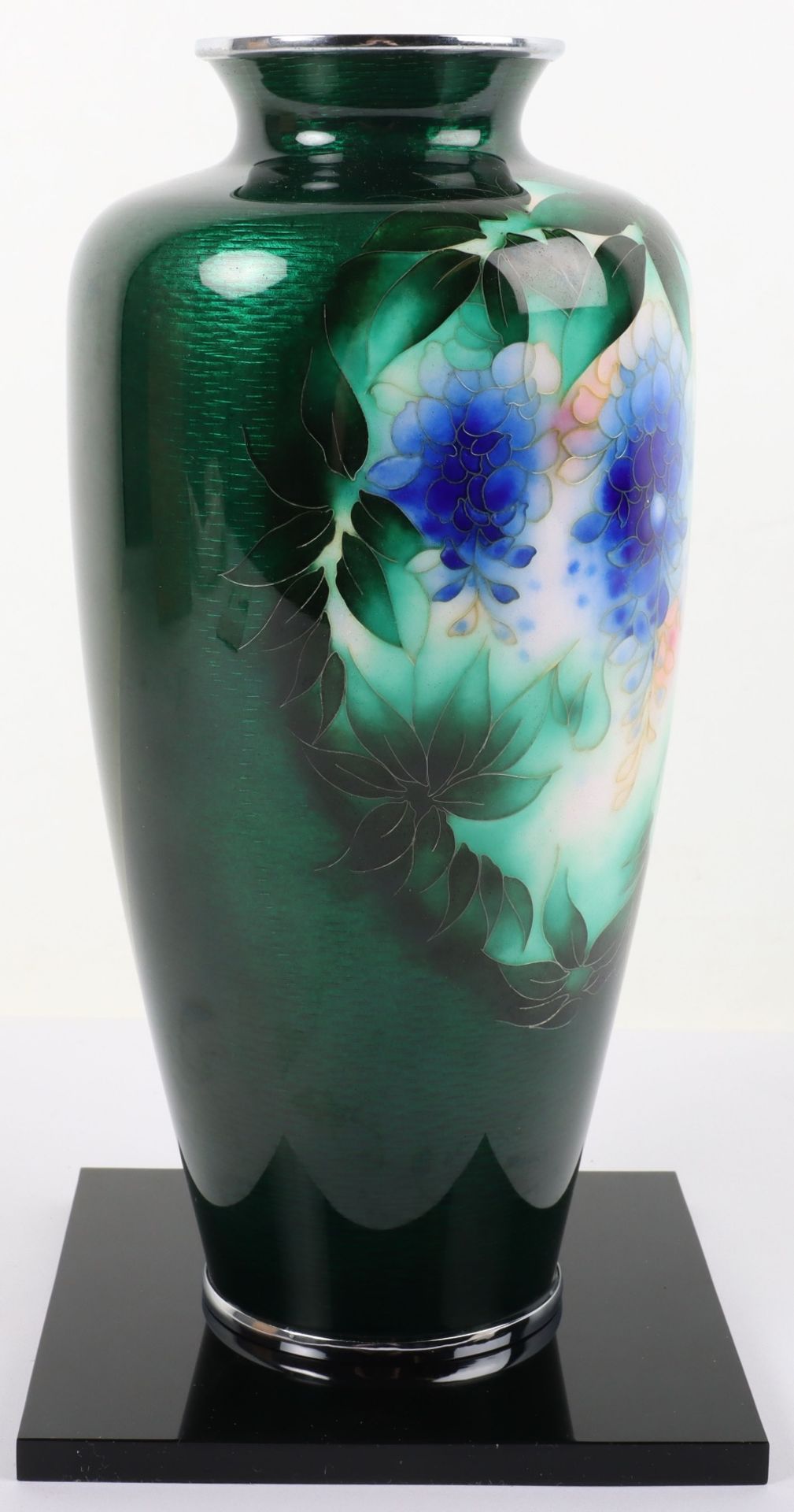 A Japanese 20th century silver mounted ginbari cloisonné vase, Ando studio mark to base - Image 4 of 11