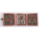 A 19th century (1882-1899) Russian silver triptych icon in travel case, Alexander Sevier, St Petersb