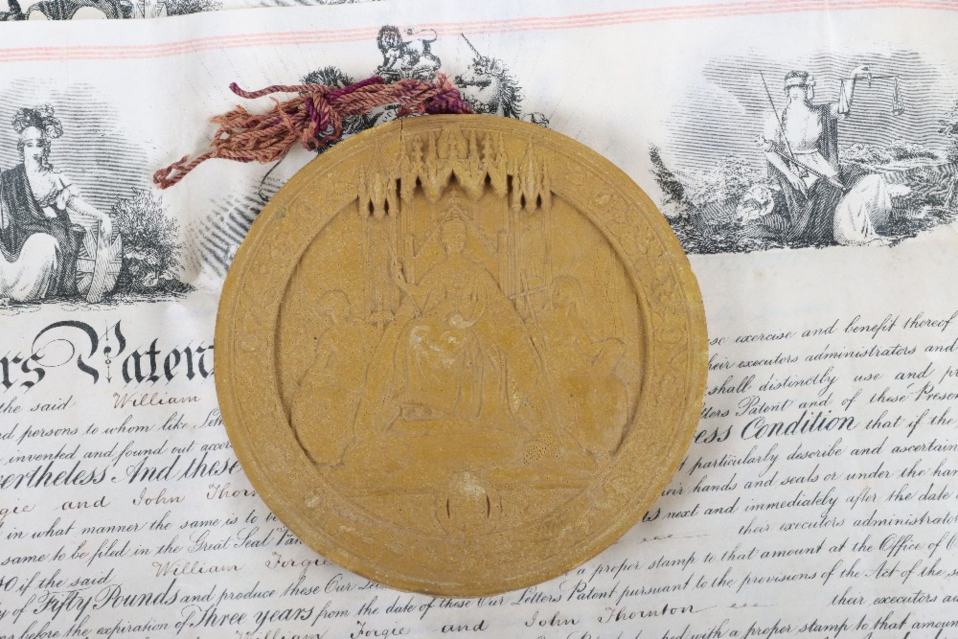 A Victorian wax seal and velum indenture and patent relating to pre RNLI (Royal Naval Lifeboat Insti - Image 2 of 8