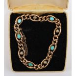 A 15ct turquoise and pearl bracelet