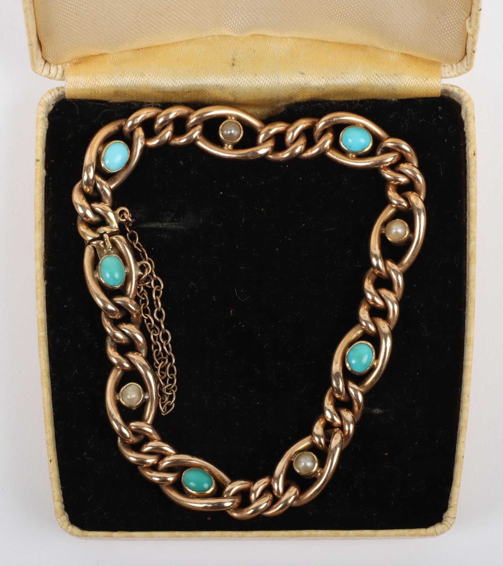 A 15ct turquoise and pearl bracelet