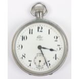 An Elco pocket watch, enamel dial with Arabic numerals and subsidiary dial
