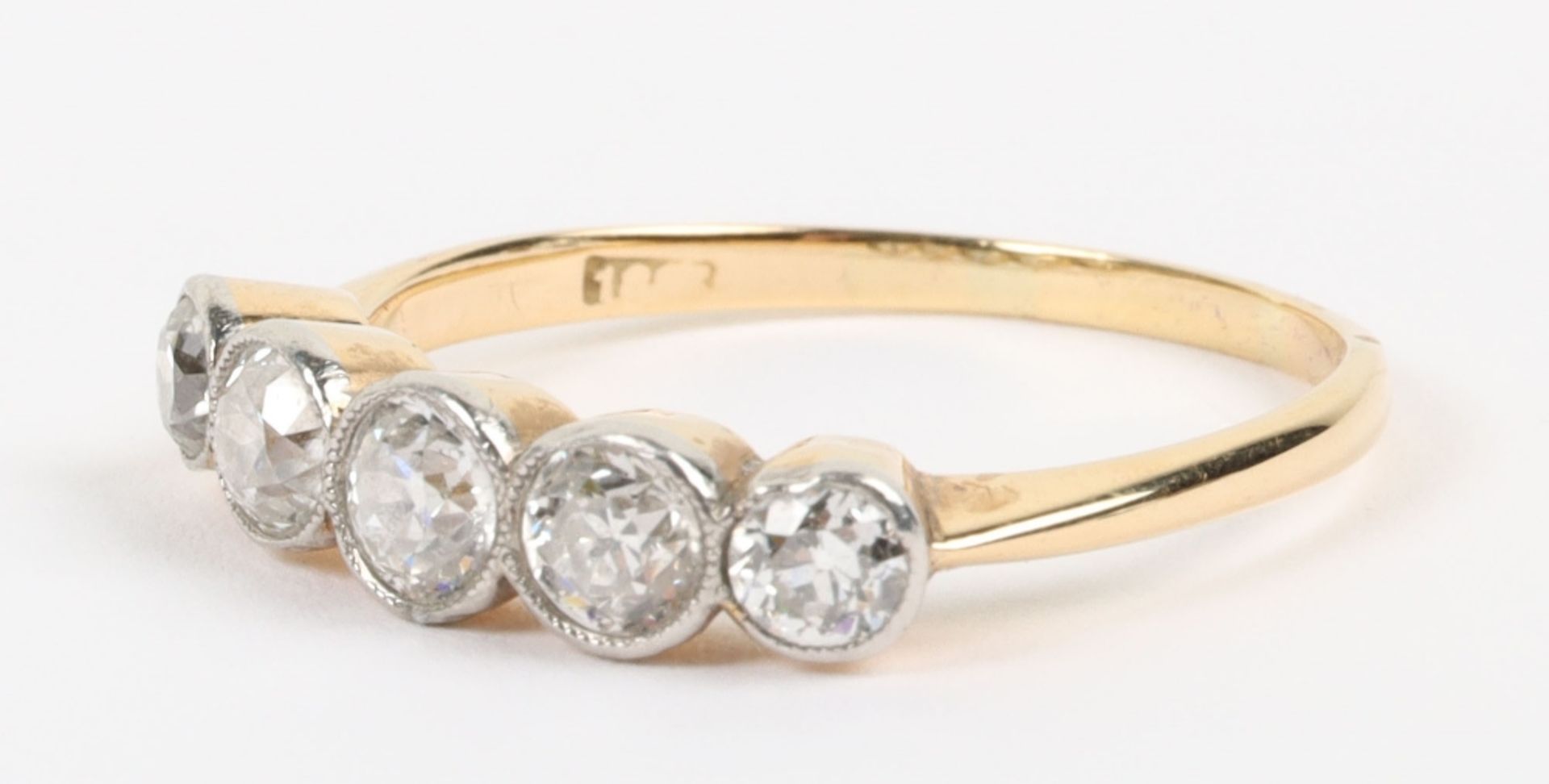 Early 20th century 18ct gold and five stone diamond ring - Image 3 of 5